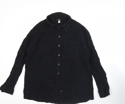 BDG Womens Black Cotton Button-Up Long Sleeve Shirt Size S