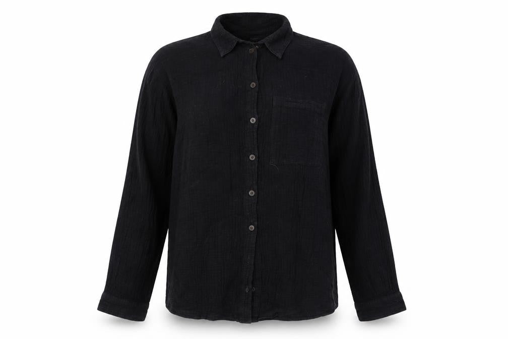 BDG Womens Black Cotton Button-Up Long Sleeve Shirt Size S