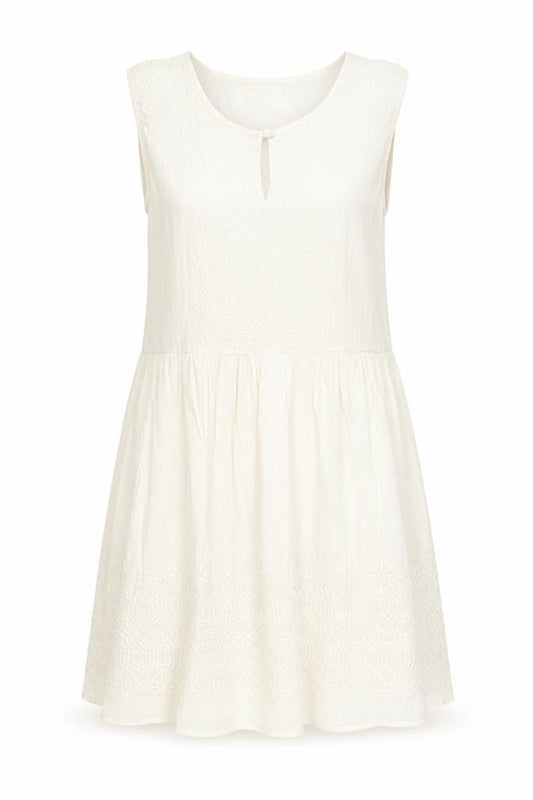 Mango Women’s Ivory Sleeveless A-Line Dress XS Cotton