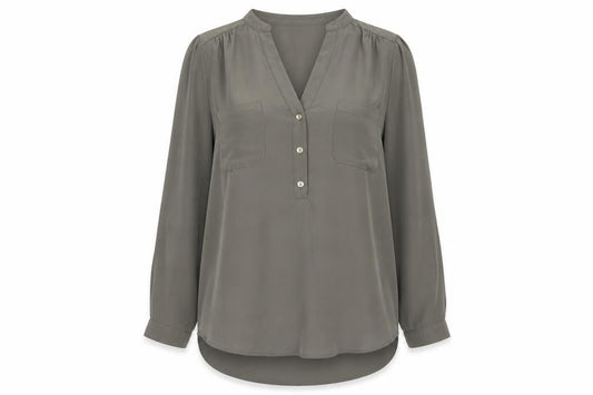 Oasis Womens Green Viscose Blouse Size 10 Tunic 3/4 Sleeve Workwear