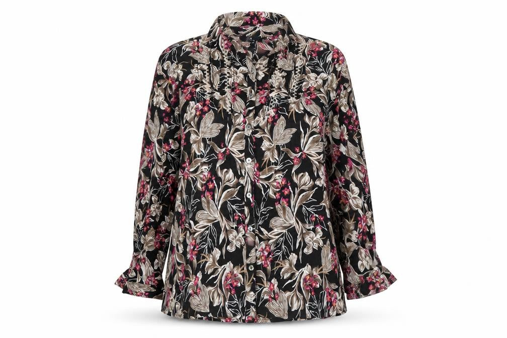 Isle Collection Women's Multicoloured Floral Button-Up Tunic Shirt Size 20