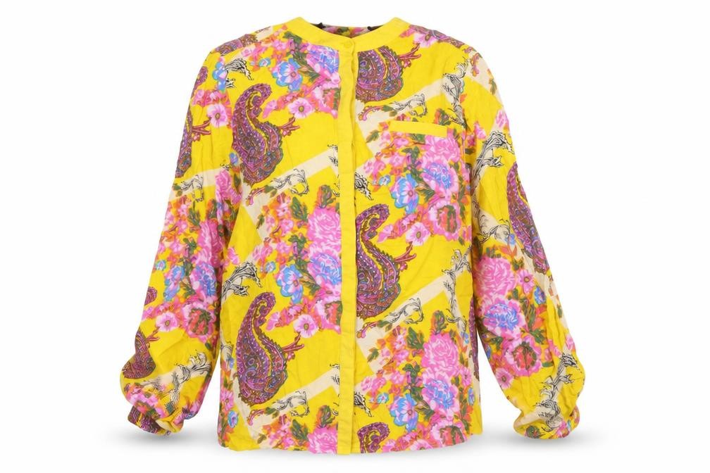 Next Women’s Yellow Floral Paisley Long Sleeve Tunic Blouse Size 10