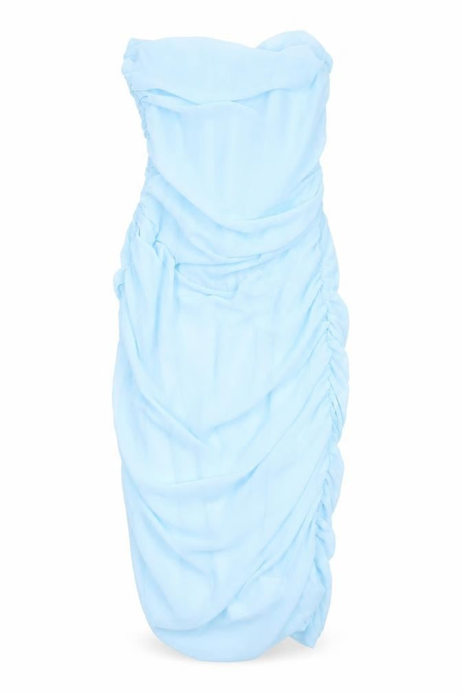 Bershka Women’s Blue XS Strapless Bodycon Ruched Short Dress