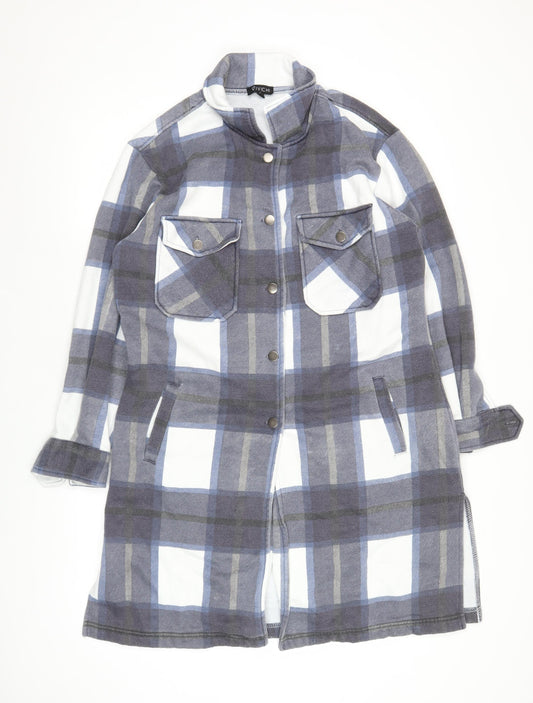 Vivichi Men’s Blue Grey Check Flannel Jacket Size S Casual