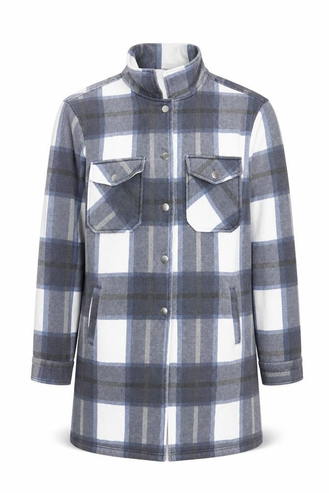 Vivichi Men’s Blue Grey Check Flannel Jacket Size S Casual