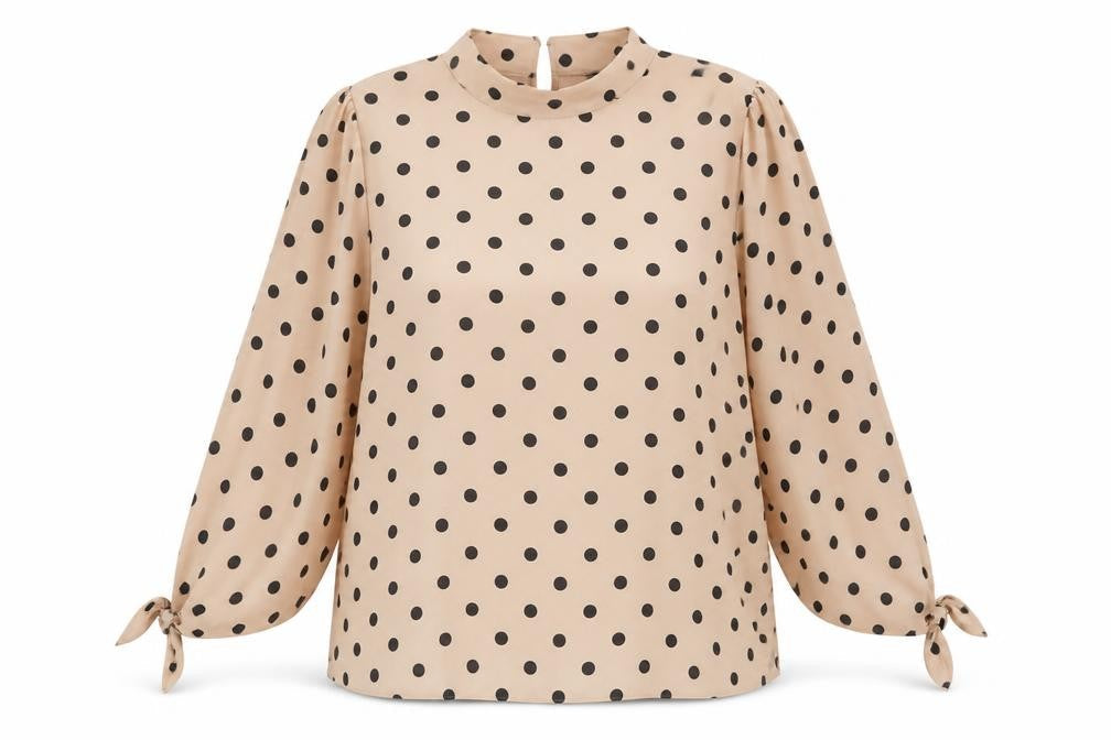 Dorothy Perkins Women’s Beige Polka Dot Blouse UK16 Long Sleeve
