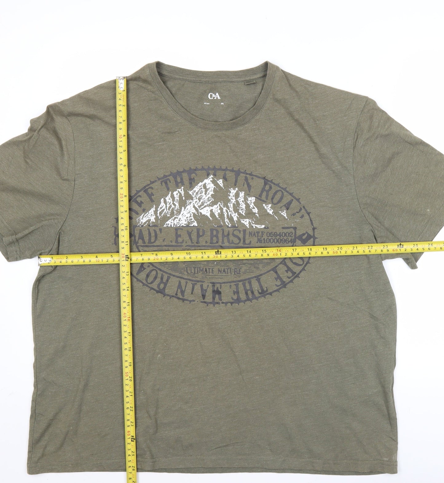 C&A Men's Green 2XL Graphic Outdoor Nature Cotton Blend T-Shirt