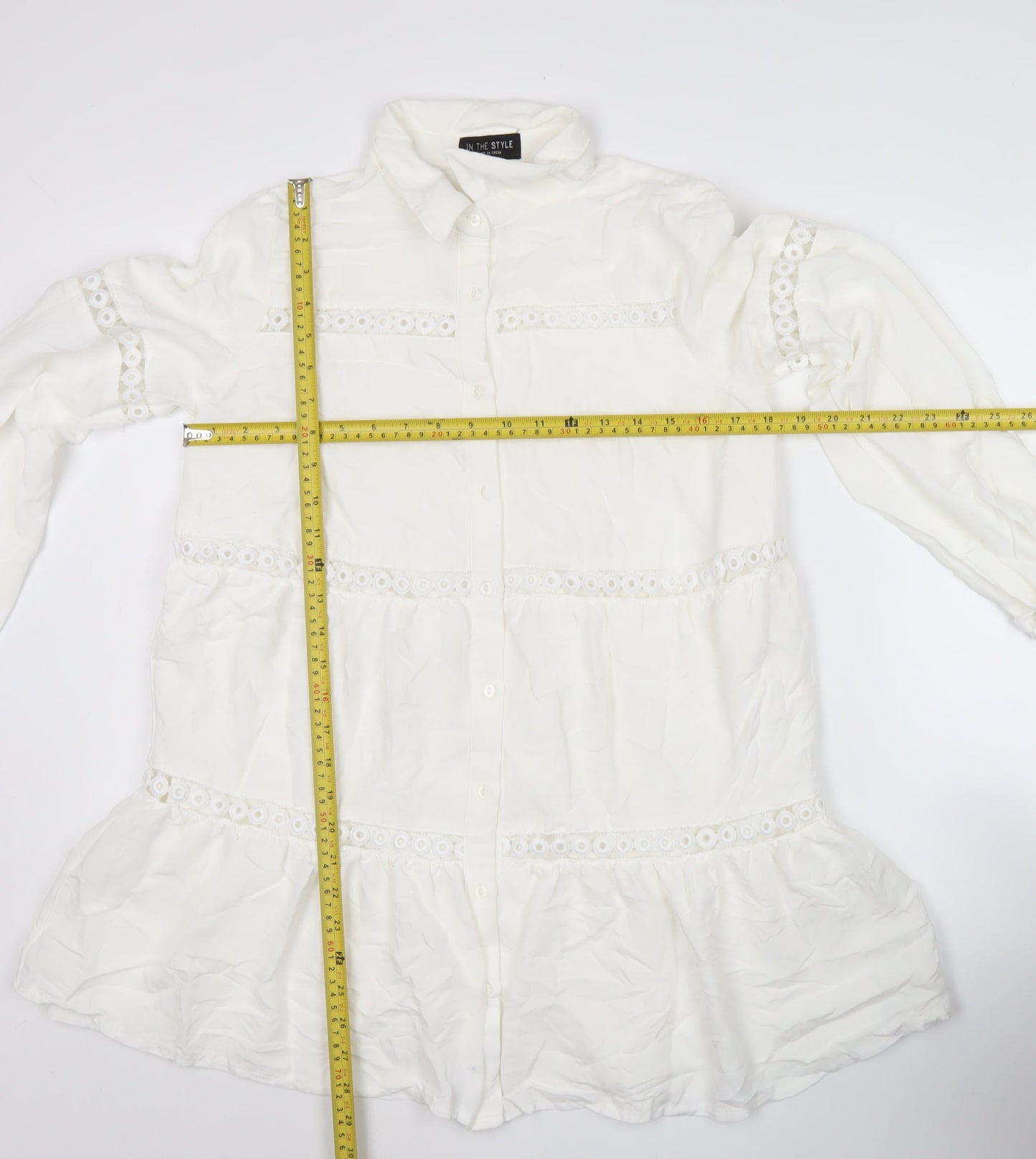 In The Style Women’s White Size 10 Shirt Dress Puff Sleeve