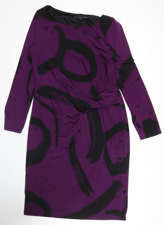 Betty Jackson Black Women’s Purple Sheath Dress Size 16 Ruched
