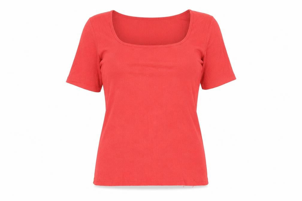 RR Womens Red Scoop Neck Short Sleeve Jersey T-Shirt Size L