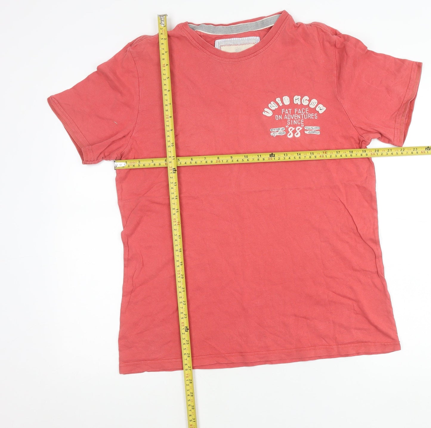 Fat Face Men's Red Cotton Graphic Print T-Shirt Size S