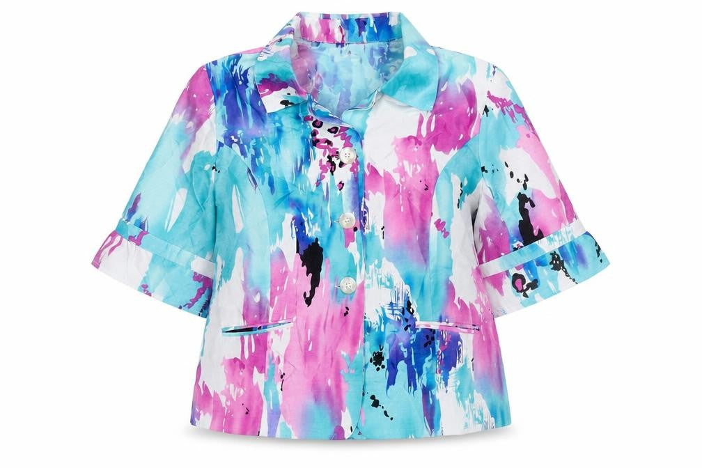 N Touch Womens Multicoloured Size 10 Button-Up Shirt 3/4 Sleeve Polyester