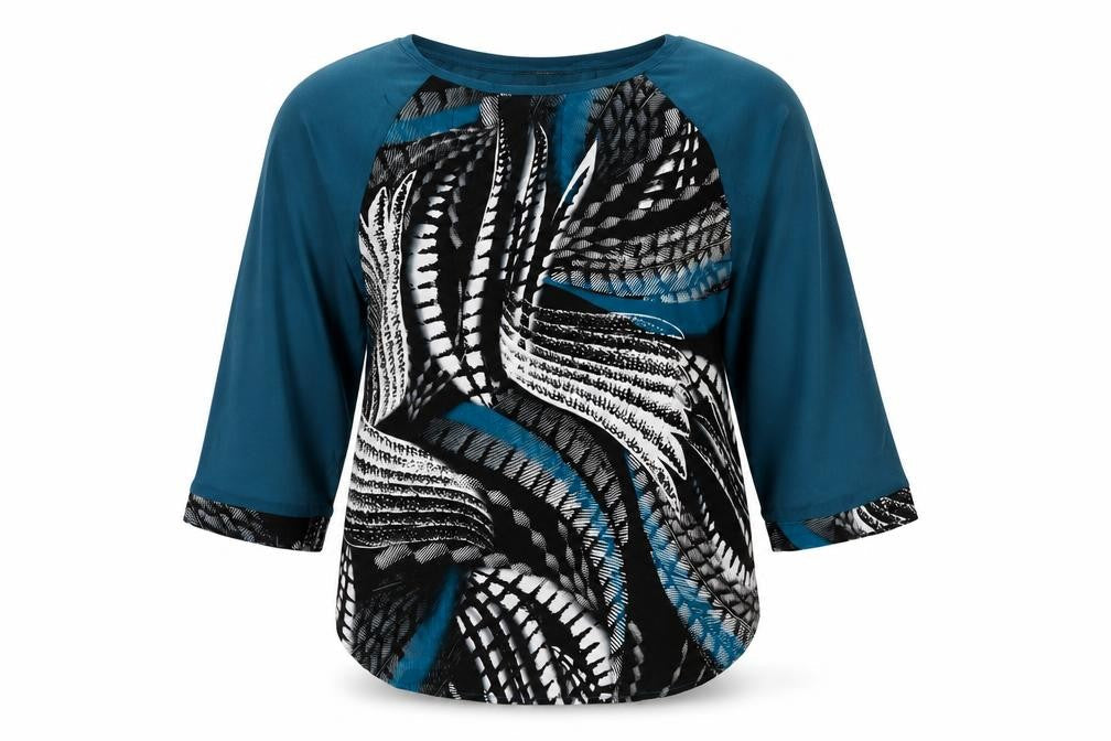 Next Women’s Blue Black Abstract Print Jersey Blouse Size 10