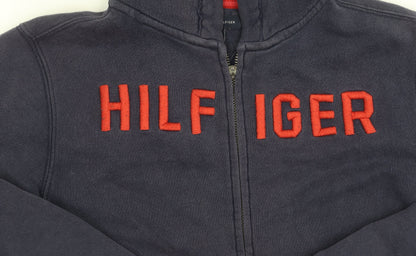 Additional view of Tommy Hilfiger boys’ blue zip hoodie jacket 12-14 years hooded logo