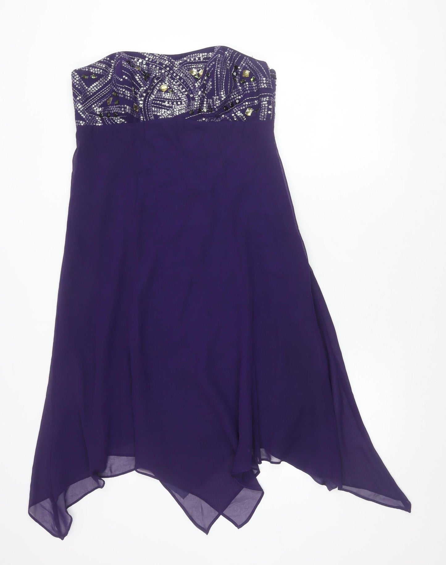 Début Women’s Purple Strapless Hi-Low Sequin Formal Dress Size 12