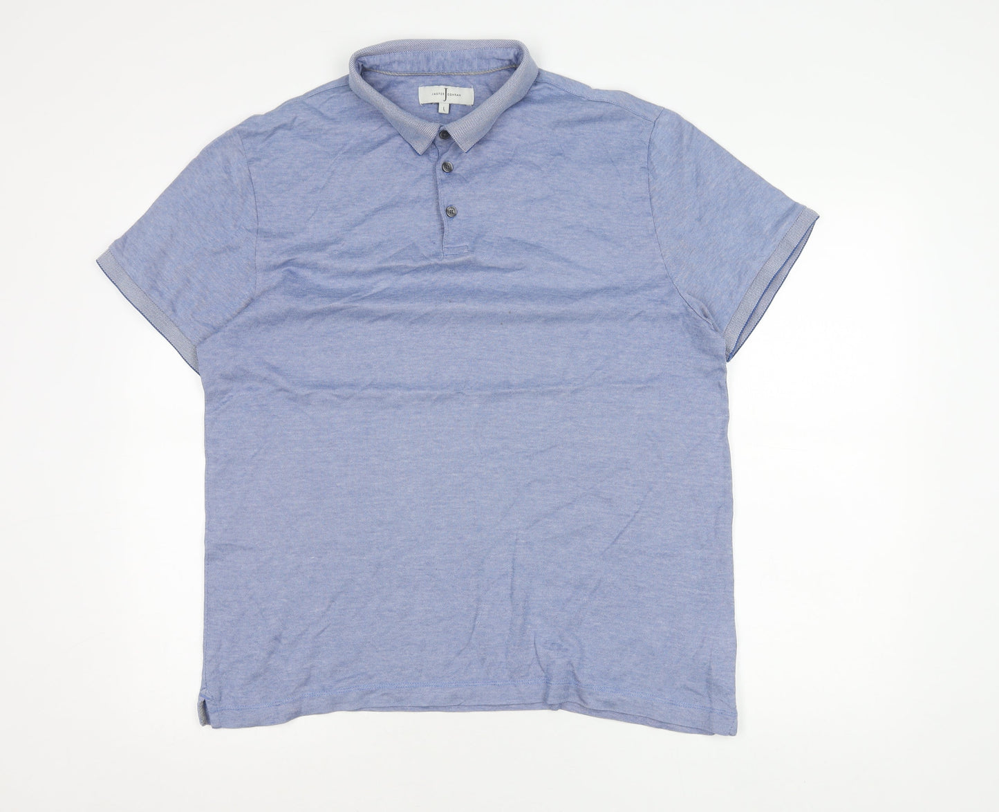 Jasper Conran Men’s Blue Cotton Polo Shirt L Short Sleeve Casual