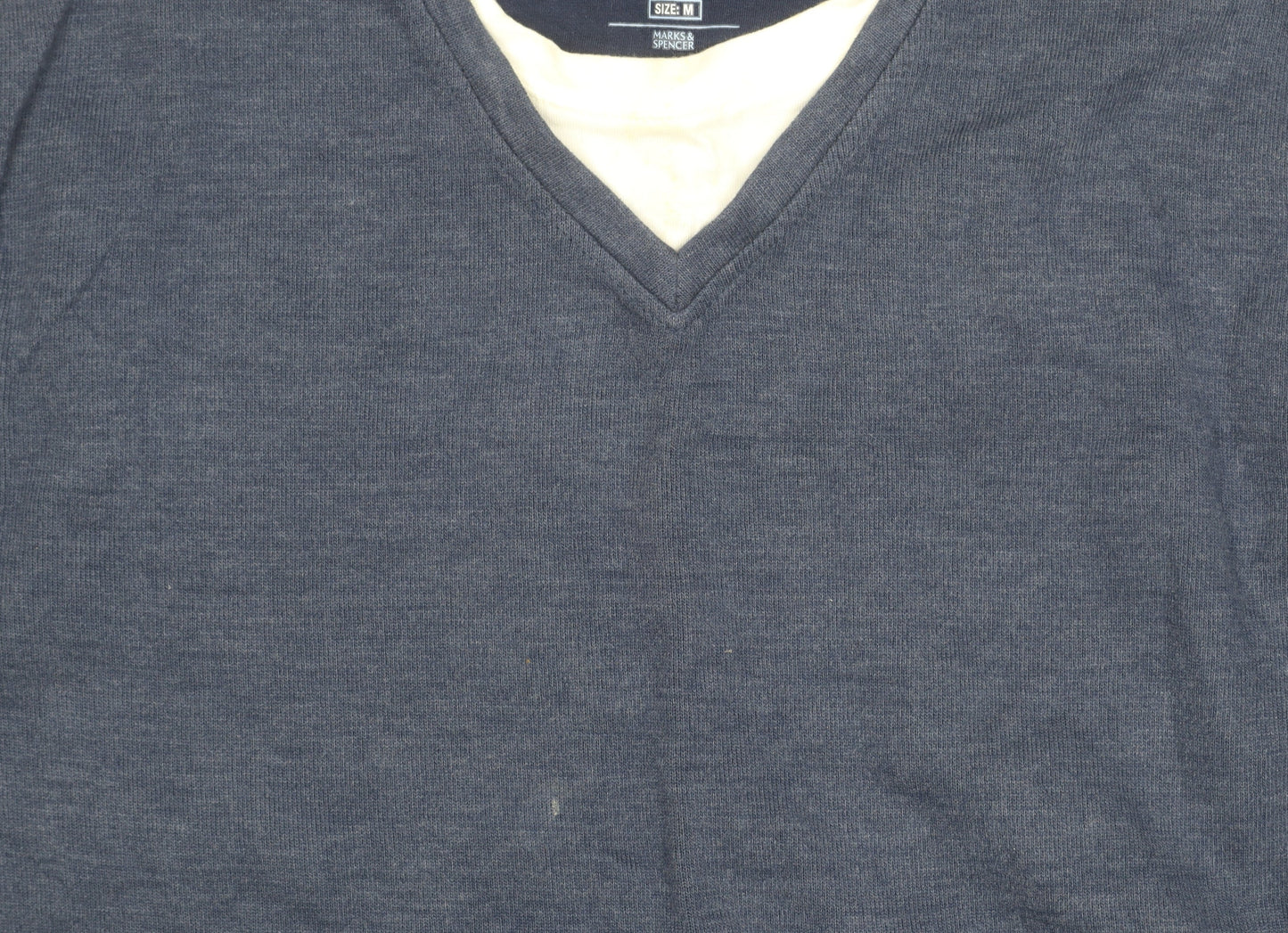 Marks and Spencer Blue Harbour Unisex Blue V-Neck Pullover Jumper M
