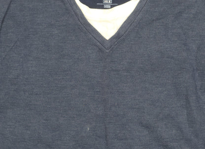 Marks Womens & Spencer Blue Harbour Blue V-Neck Pullover Jumper M