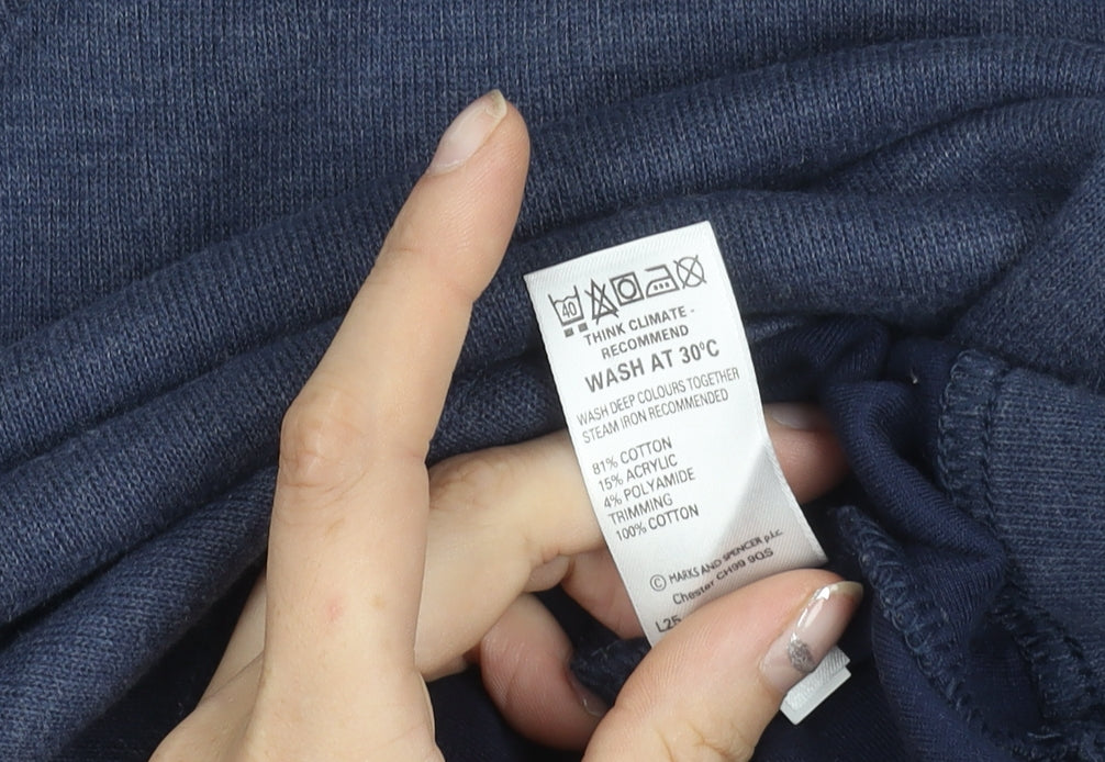 Marks and Spencer Blue Harbour Unisex Blue V-Neck Pullover Jumper M