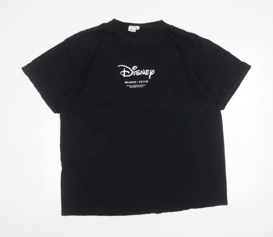 Disney Men’s Black 2XL Glow in Dark Logo Graphic T-Shirt