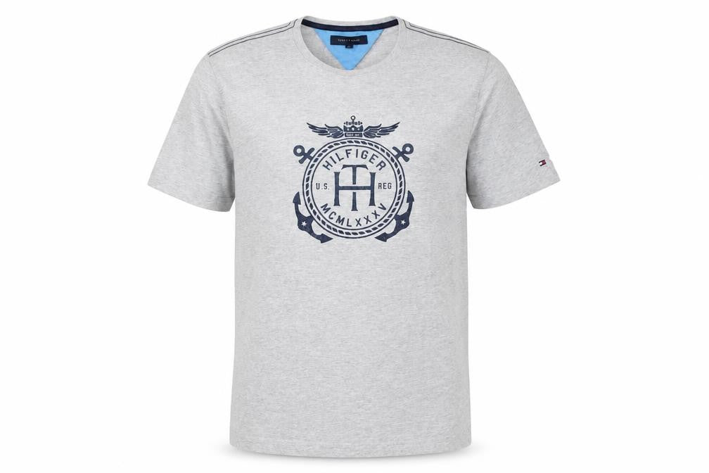 Tommy Hilfiger Men's Grey XL Nautical Logo Short Sleeve T-Shirt