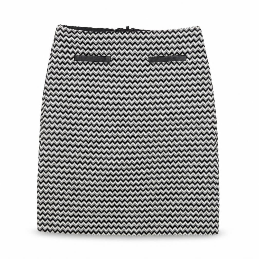 Marks & Spencer Womens Black Size 8 Pencil Skirt Geometric Tweed