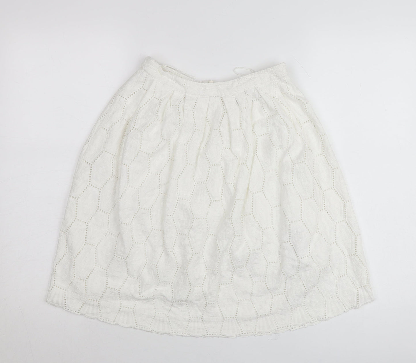 Red Herring Women’s White Cotton A-Line Skirt Size 8 Knee Length Lace