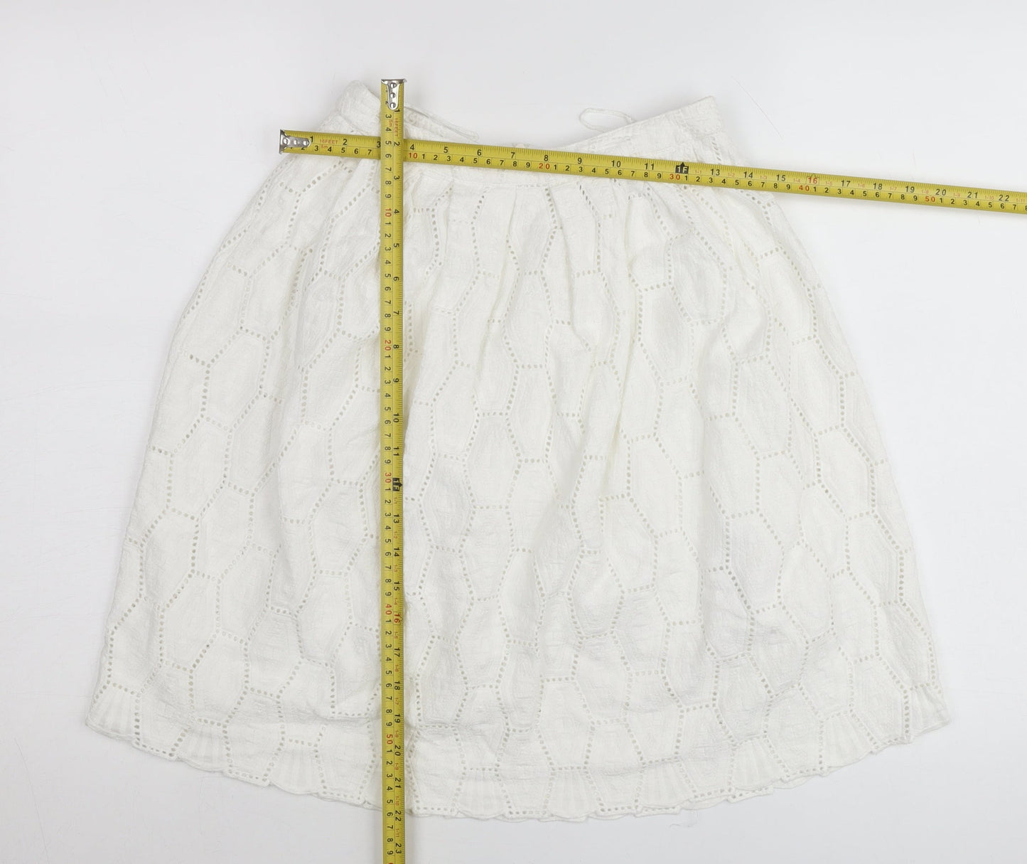 Red Herring Women’s White Cotton A-Line Skirt Size 8 Knee Length Lace