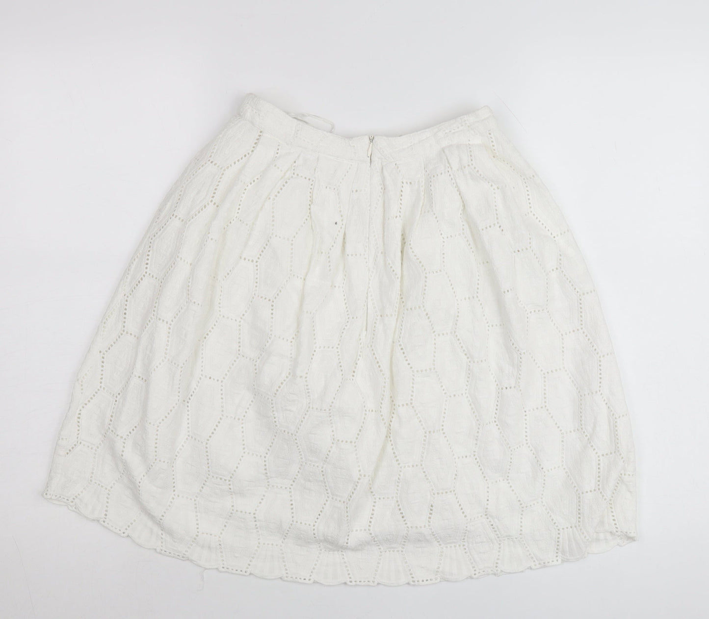 Red Herring Women’s White Cotton A-Line Skirt Size 8 Knee Length Lace