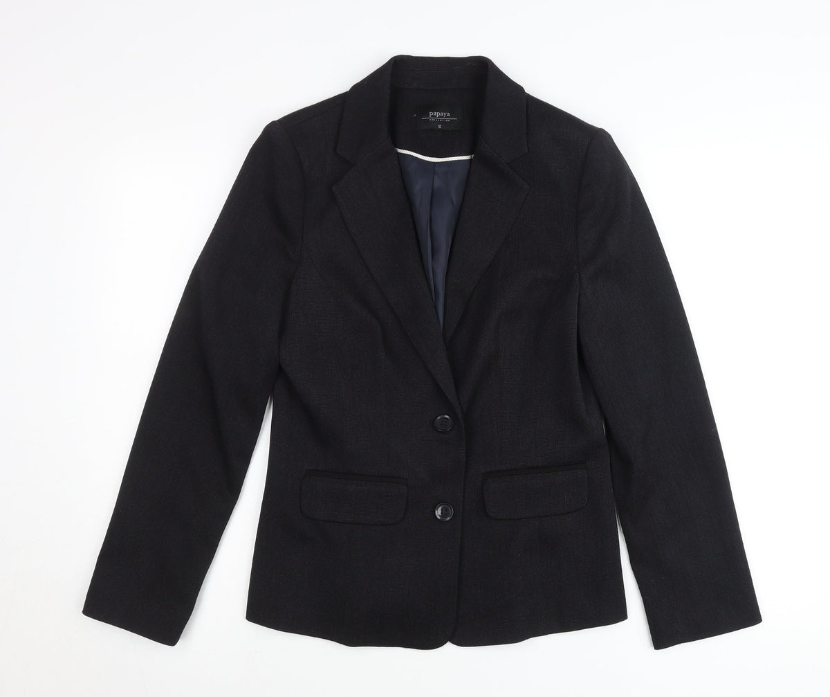 Papaya Women Black Size 10 Tailored Polyester Suit Jacket Blazer