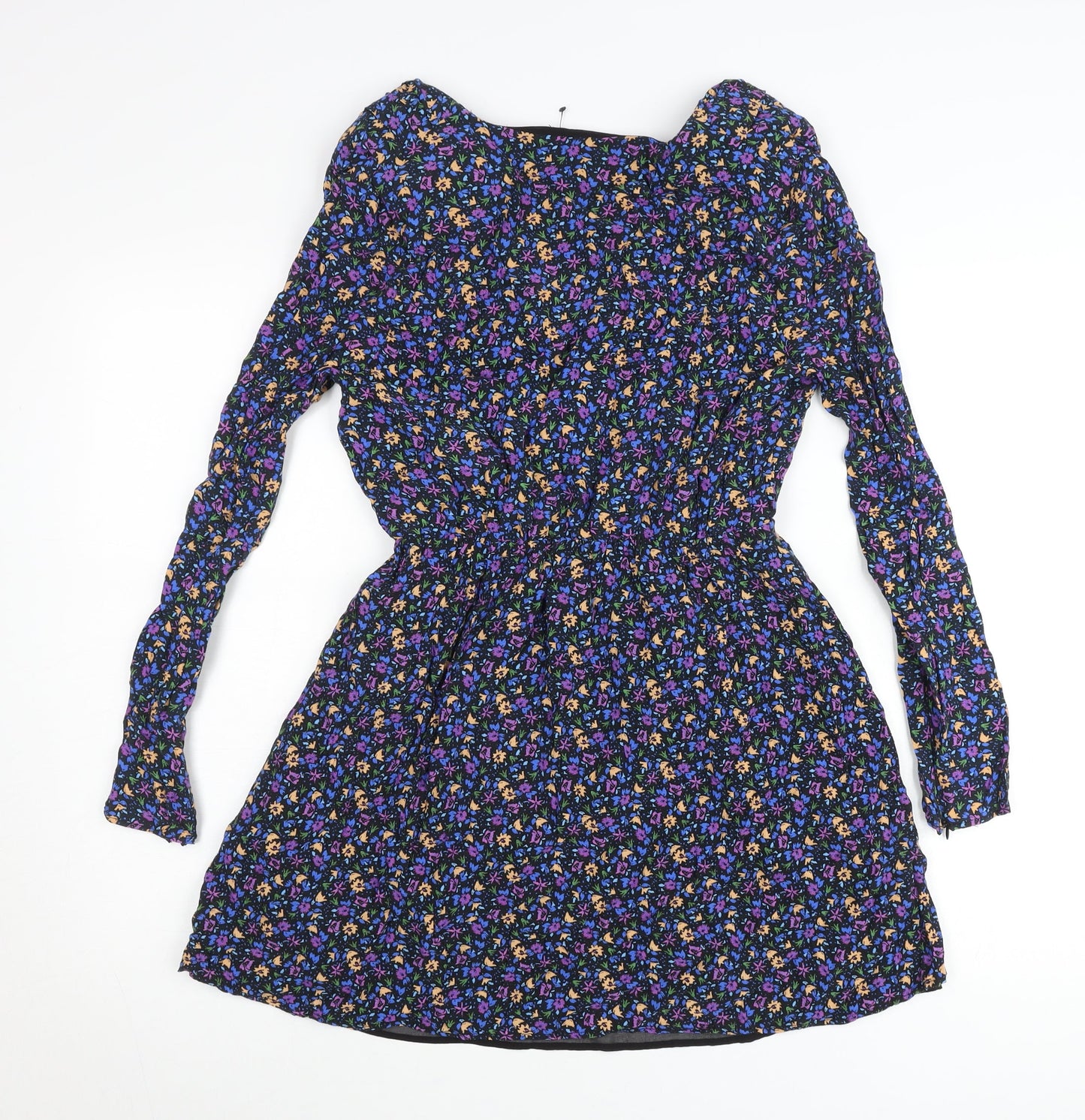 Zara Women’s Multicoloured Floral A-Line V-Neck Short Dress Size 12