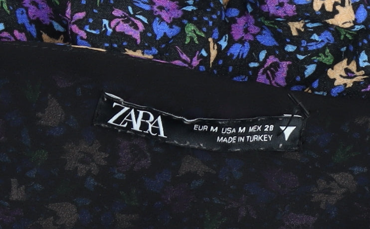 Zara Women’s Multicoloured Floral A-Line V-Neck Short Dress Size 12
