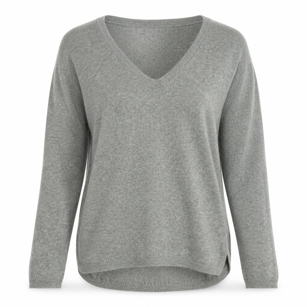 H&M Women’s Grey V-Neck Pullover Jumper Size 8 Regular Fit