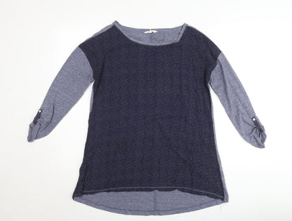 White Stuff Womens Blue Polka Dot Tunic Jumper Size Regular 3/4 Sleeve
