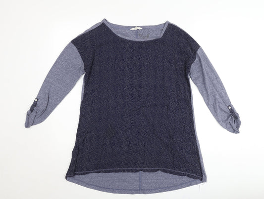 White Stuff Womens Blue Polka Dot Tunic Jumper Size Regular 3/4 Sleeve
