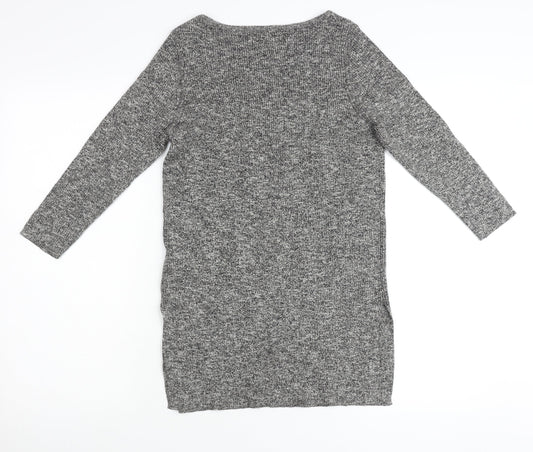 New Look Women’s Grey Cotton Tunic Jumper Size 6 Scoop Neck