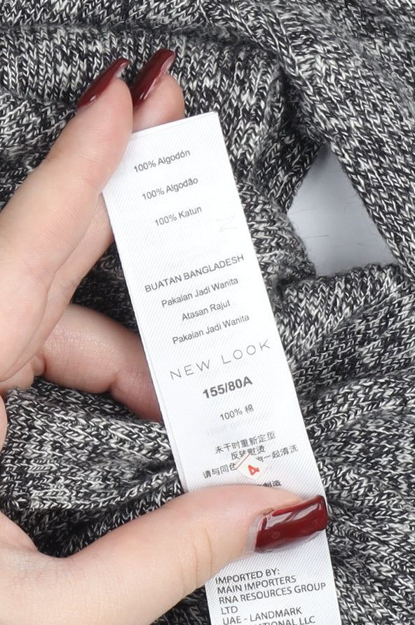 New Look Women’s Grey Cotton Tunic Jumper Size 6 Scoop Neck