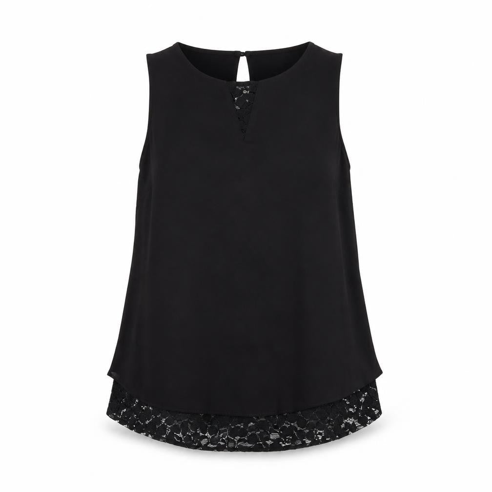 Next Women’s Black Sleeveless Lace Hem Blouse Size 6 Polyester
