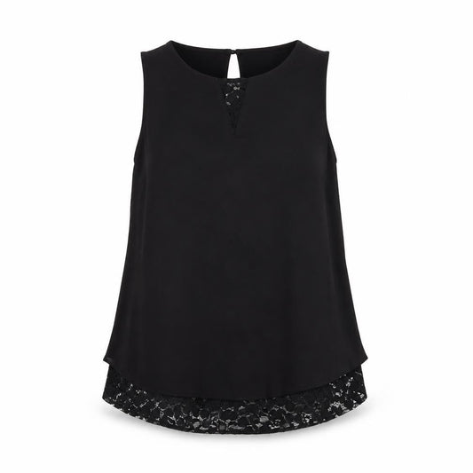 Next Women’s Black Sleeveless Lace Hem Blouse Size 6 Polyester