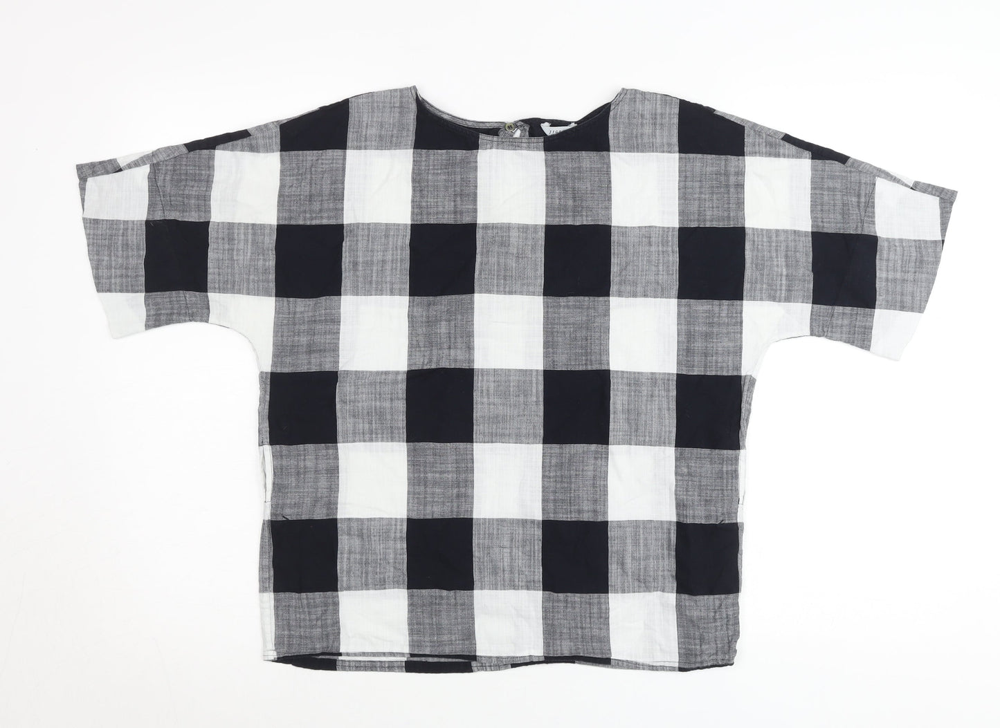 Jigsaw Women’s Black Check Cotton Tunic Blouse XS Short Sleeve