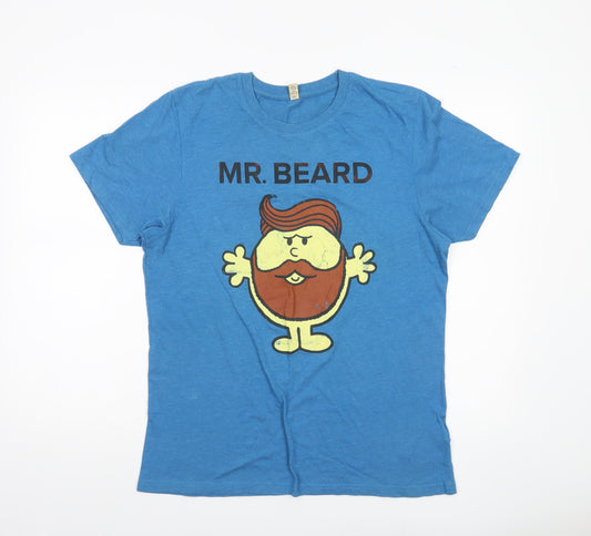 Salvage Men’s Blue Mr. Beard Graphic T-Shirt M Cotton Blend