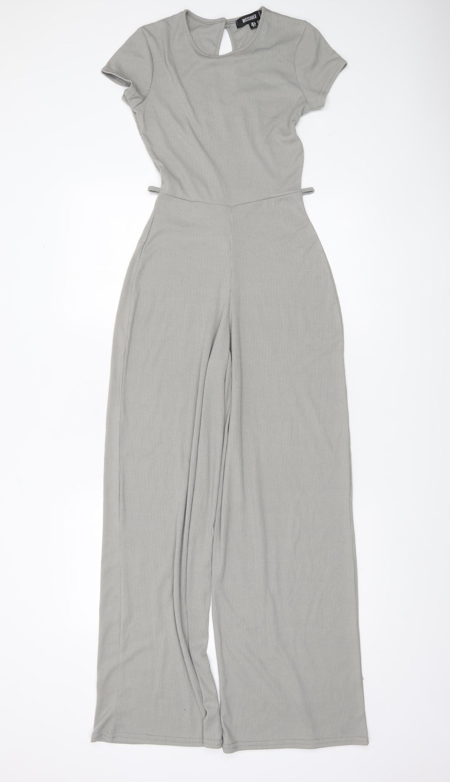 Missguided Women’s Grey Jumpsuit UK 4 Wide Leg Stretch Jersey