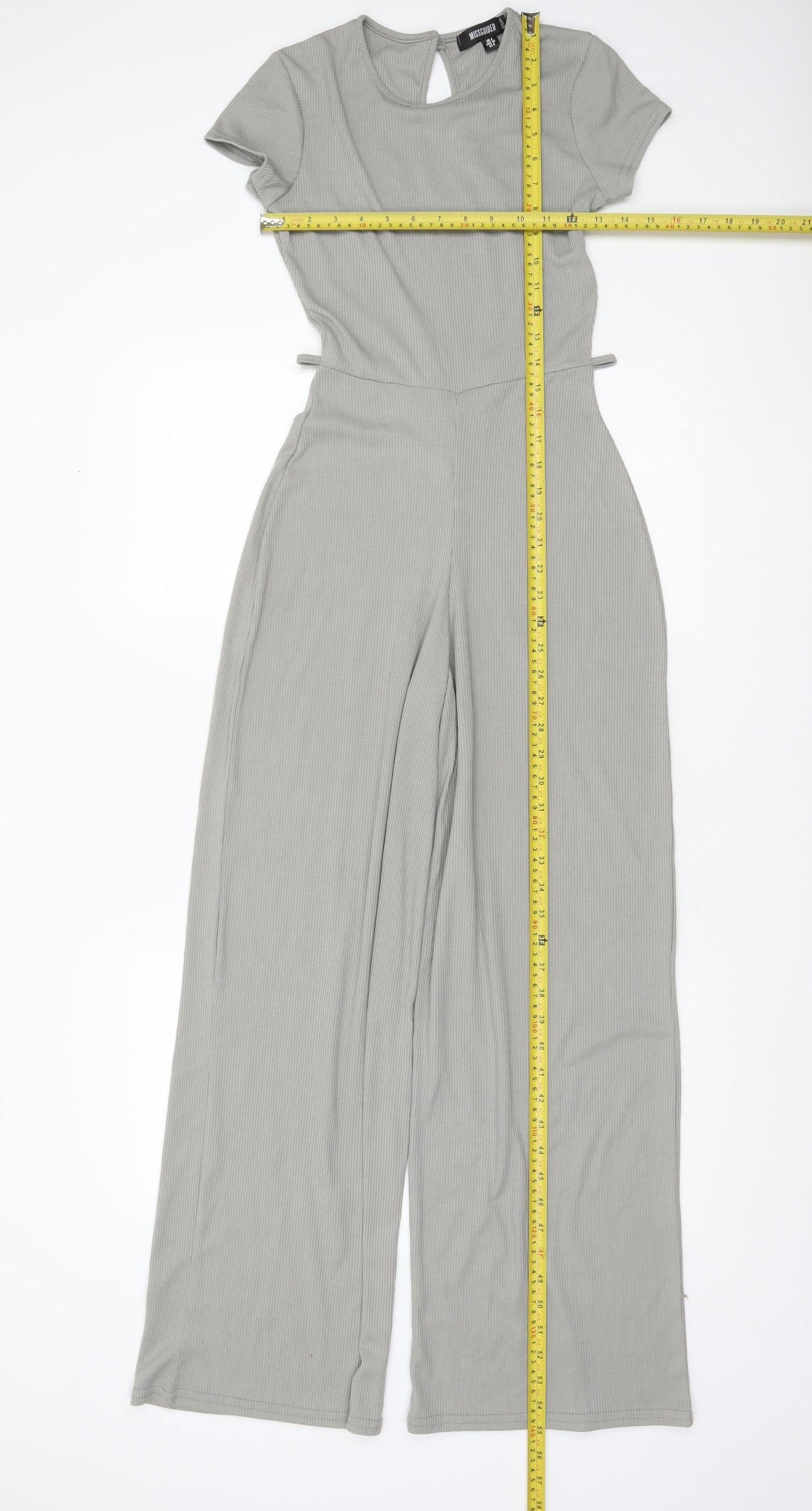 Missguided Women’s Grey Jumpsuit UK 4 Wide Leg Stretch Jersey