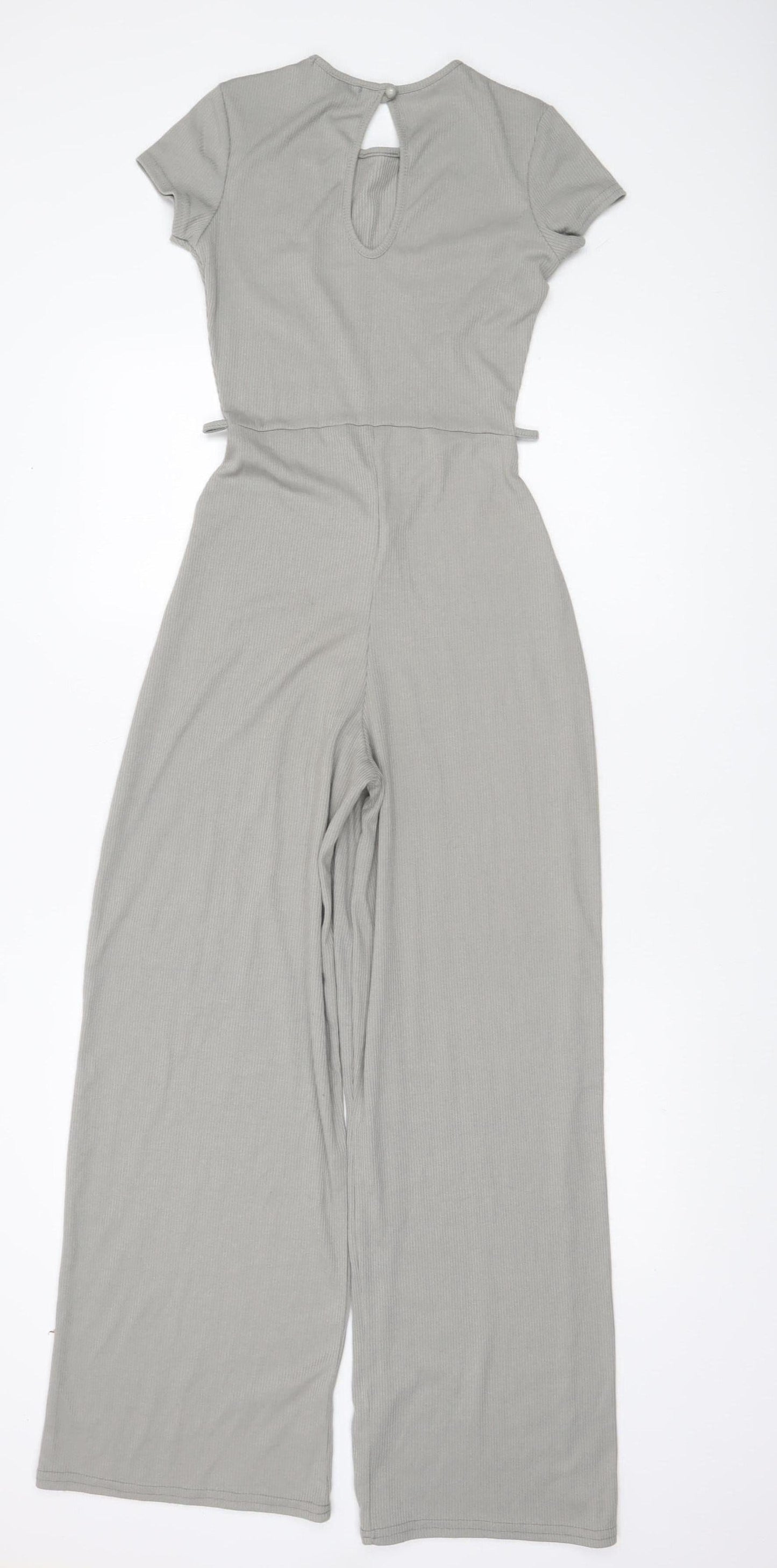 Missguided Women’s Grey Jumpsuit UK 4 Wide Leg Stretch Jersey