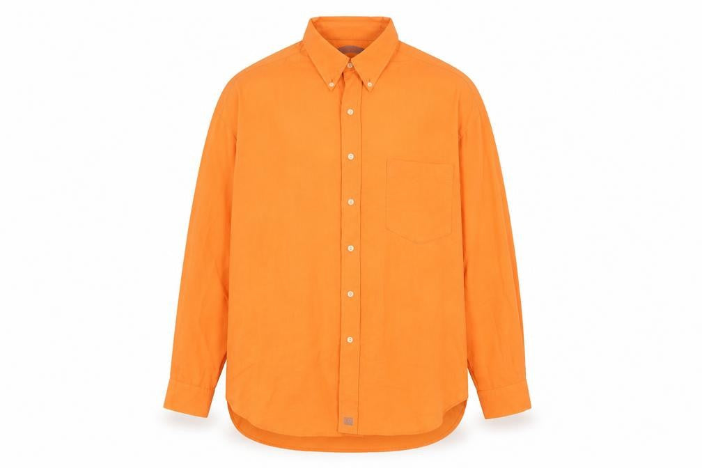 Rhodes England Men's Orange XL Button-Down Cotton Shirt