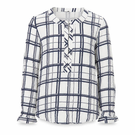 Front view of Atmosphere Women’s White Check Blouse UK 6 Long Sleeve Viscose