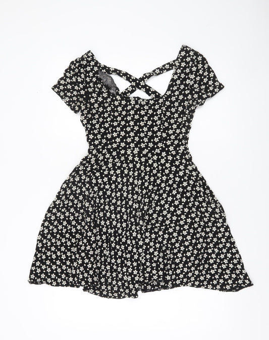 Cooperative Women’s Black Floral Skater Mini Dress XS