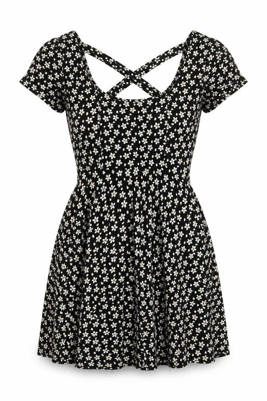 Cooperative Women’s Black Floral Skater Mini Dress XS