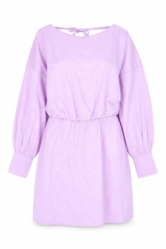Front view of In The Style Women Purple, size 10, Shift Dress Long Balloon Sleeve V-Neck