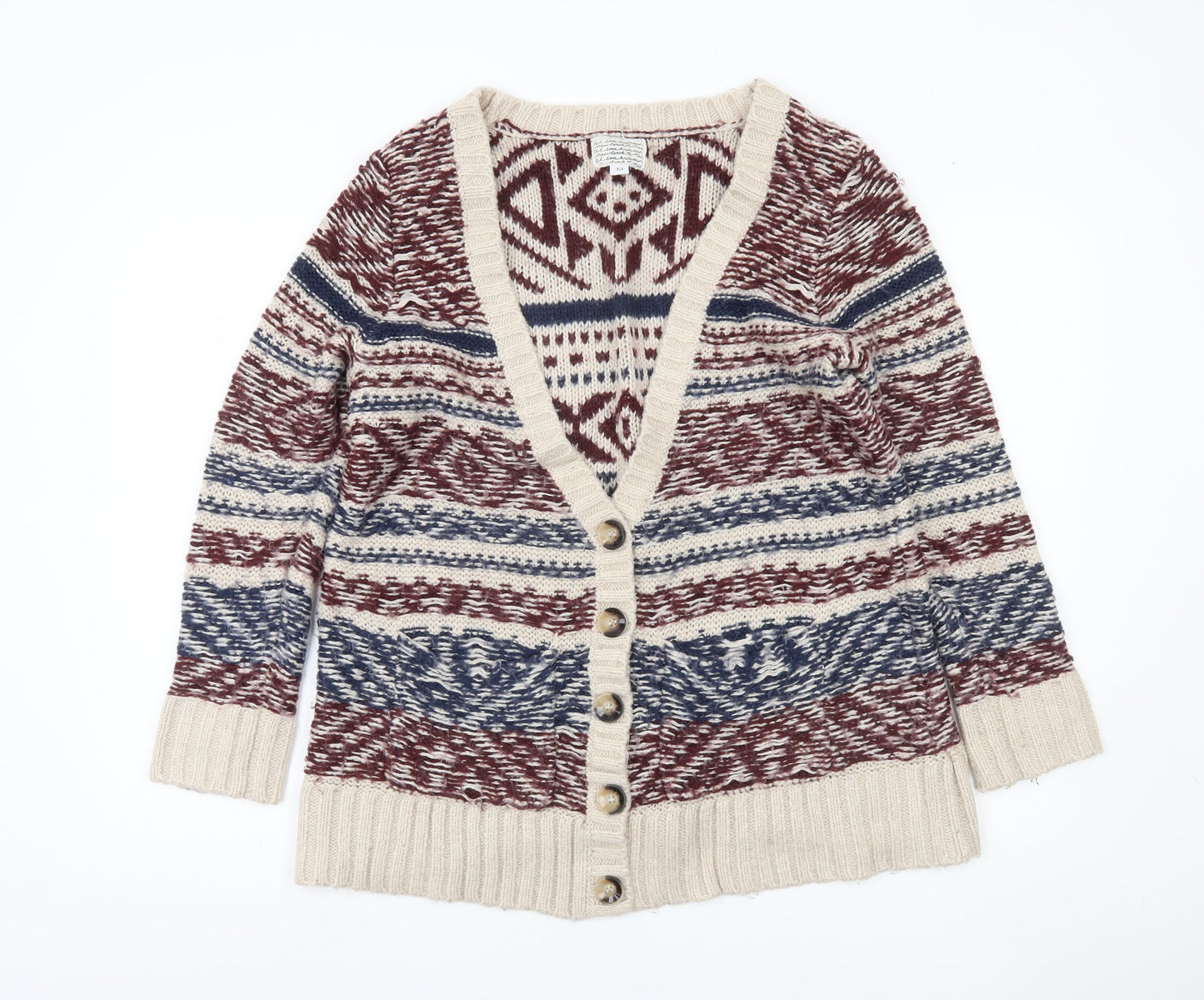 New Look Women’s Multicoloured Aztec Knit Cardigan UK 12 V-Neck